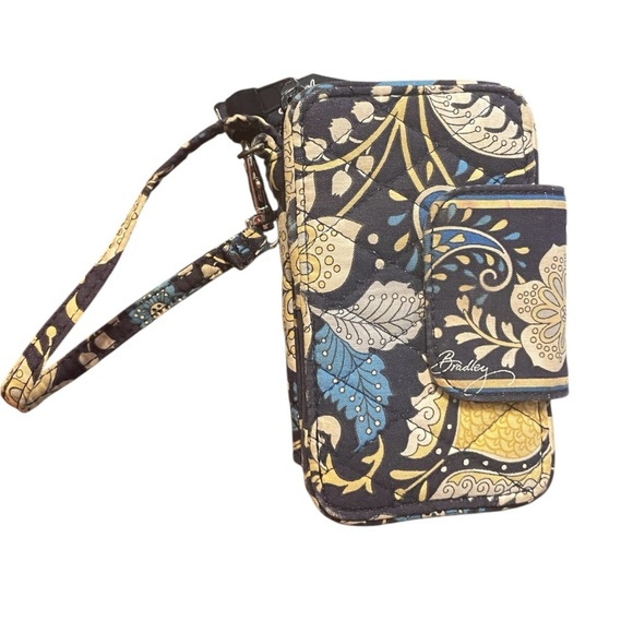Vera Bradley Floral Wristlet - Navy and Gold - Picture 1 of 4